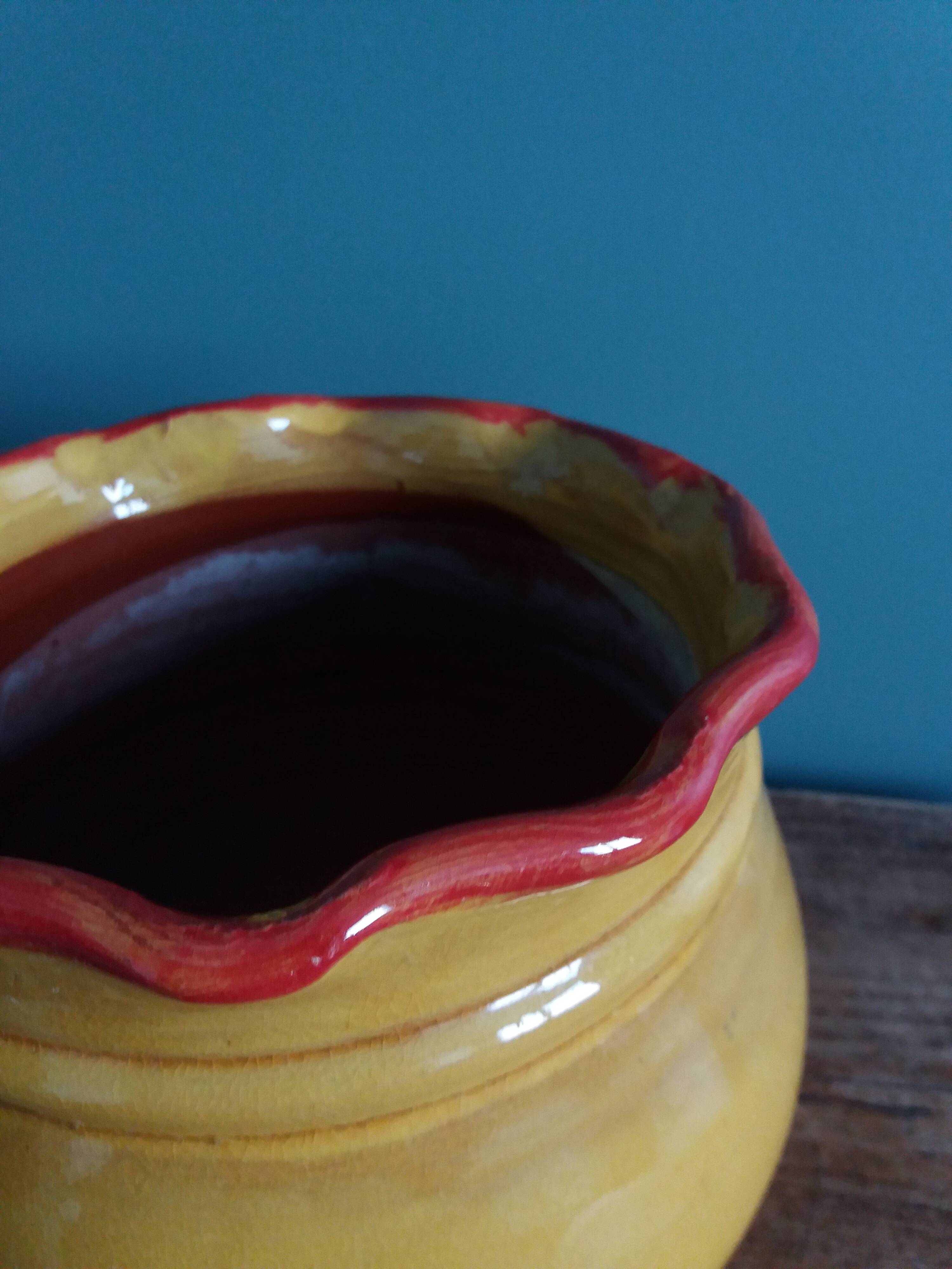 Planter, glazed terracotta flower pot, Provençal pottery