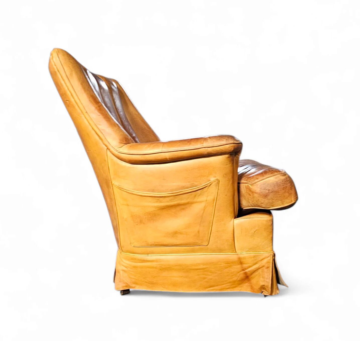 Sheep leather club chair 1970s with magazine holder