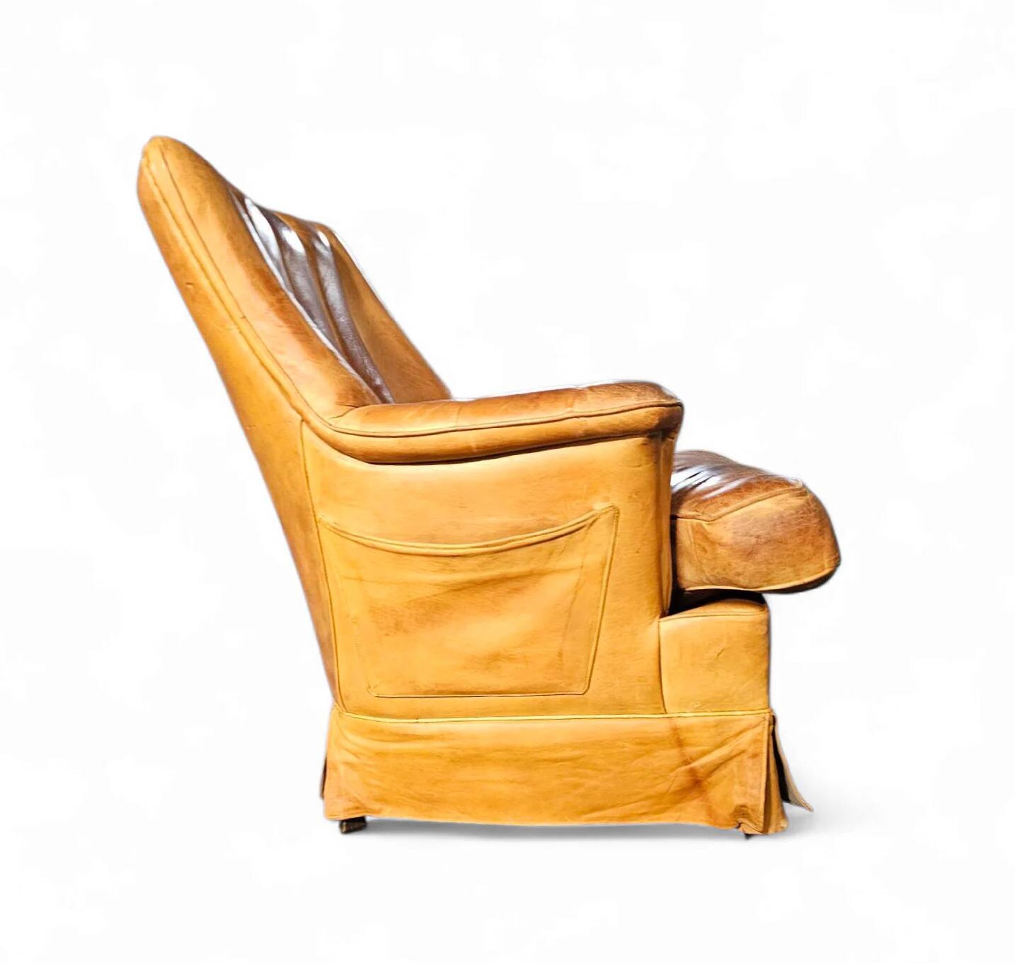Sheep leather club chair 1970s with magazine holder