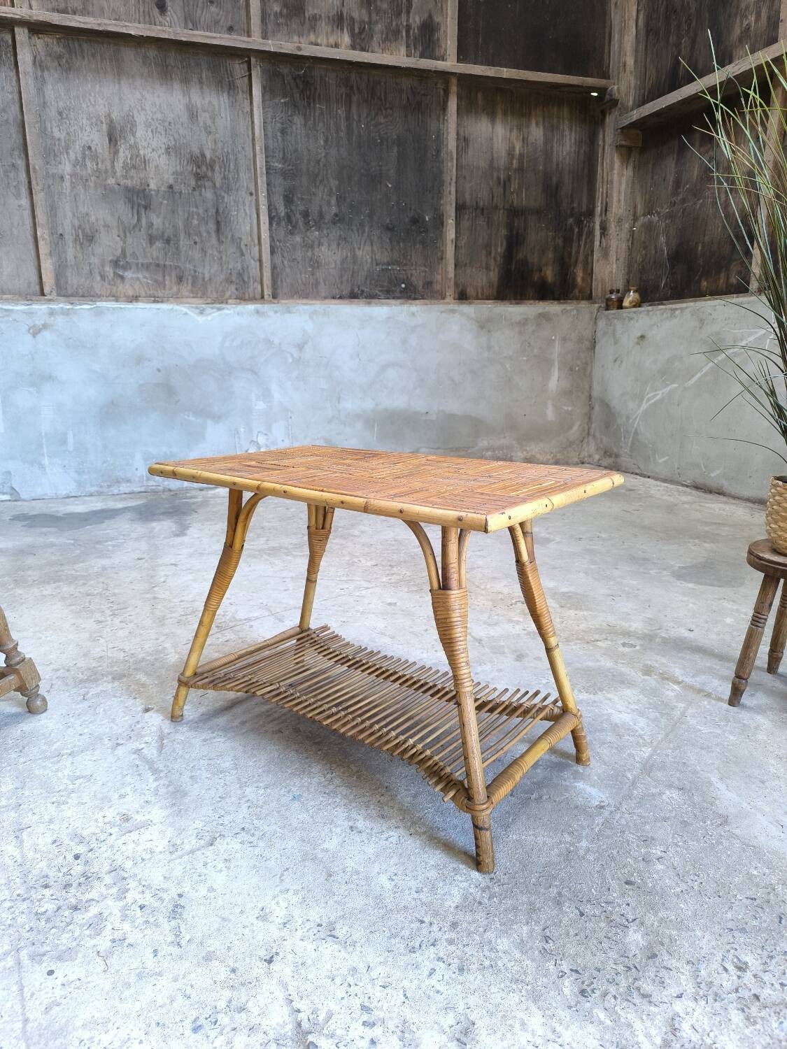 Vintage rattan coffee table