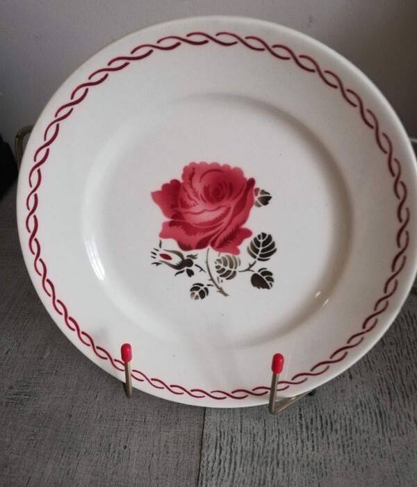 Ensemble 6 assiettes plates vintage Badonviller "Germaine"