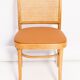 Thonet chair in rattan, camel faux leather and wood - 1960s