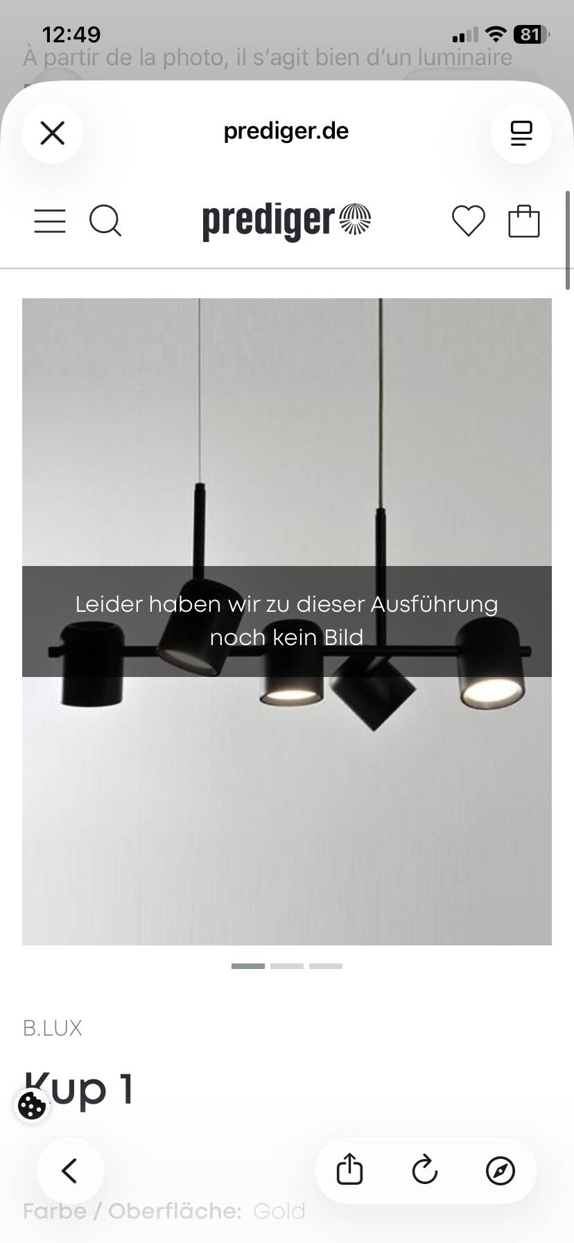Suspension B Lux black and gold in brass