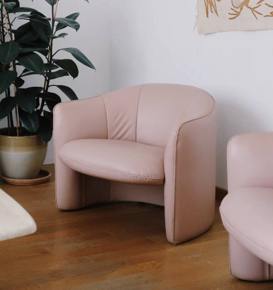 Pink leatherette armchair