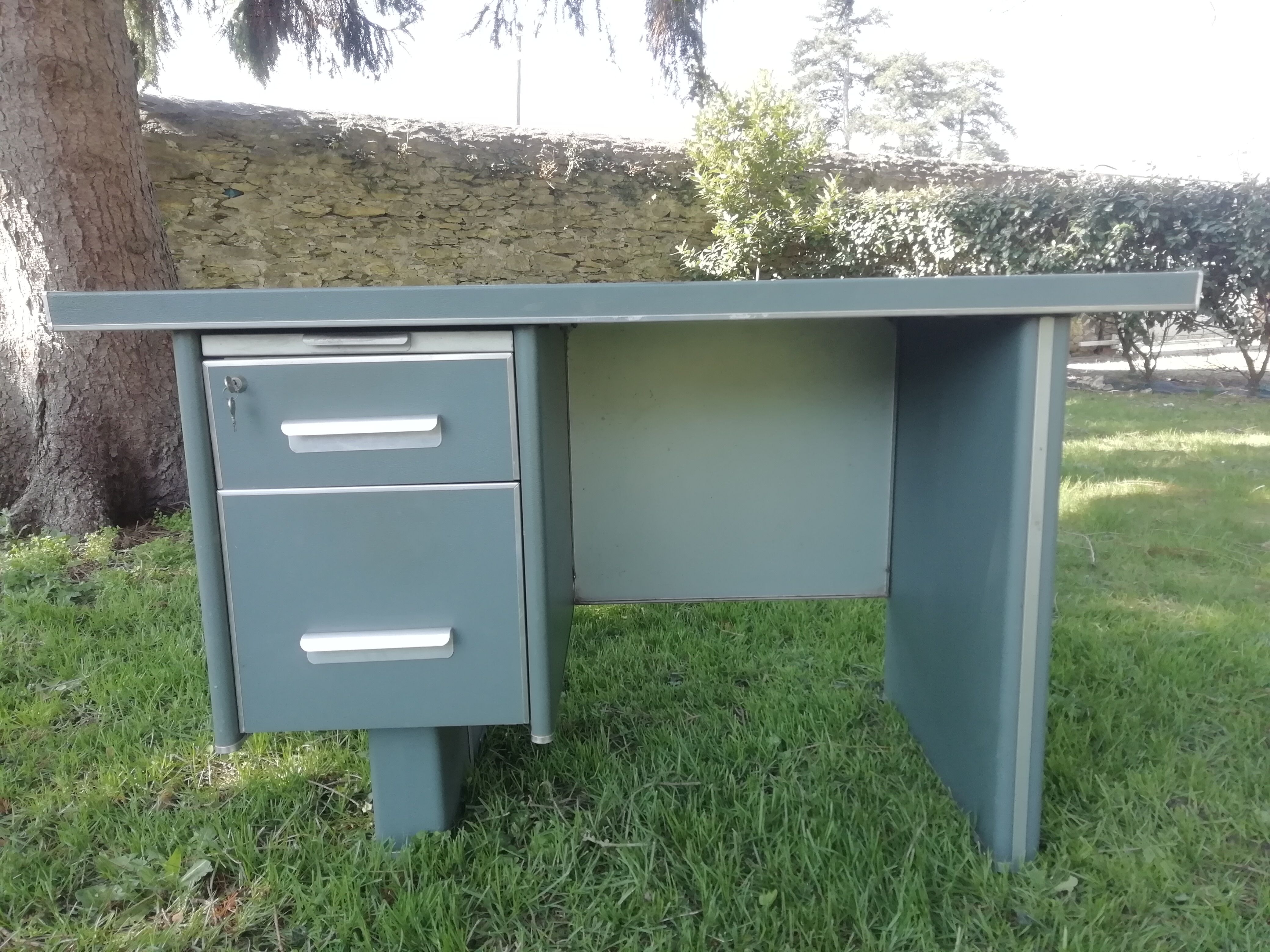 50s green metal desk