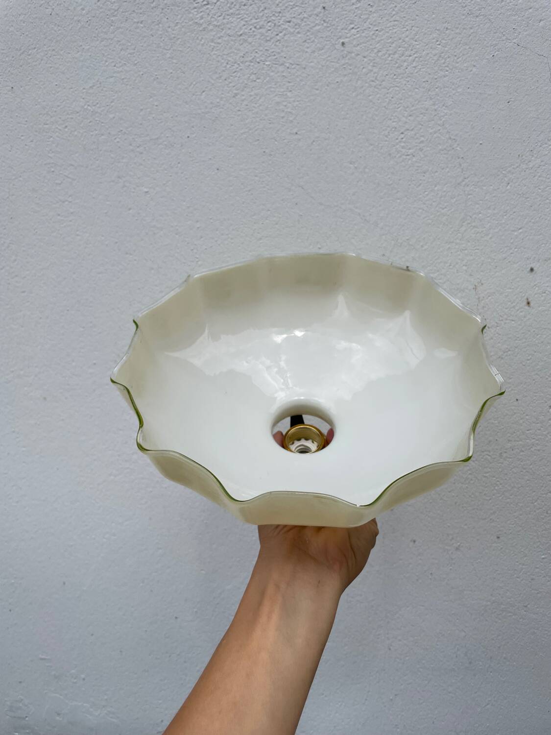 White and beige glass pendant light
