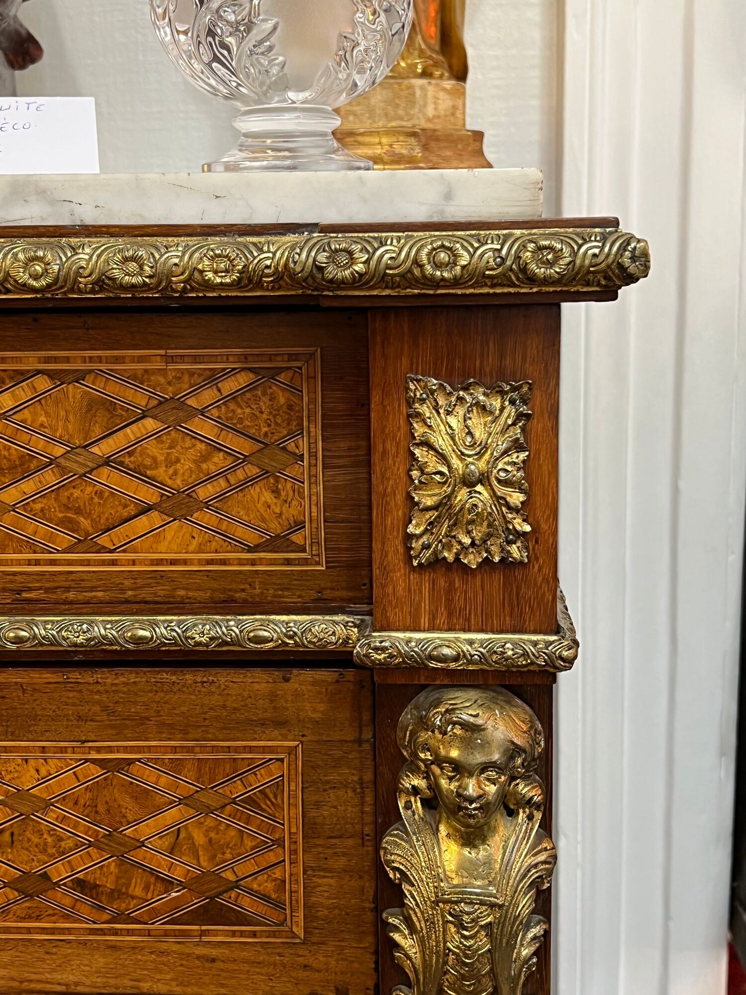 Secretary Ancien, Napoleon III, Late Nineteenth Century, Marquetry And Gilded Bronze