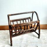 Vintage rattan magazine rack, 1970s