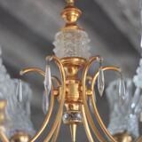 Vintage pendant light, brass pendant light with glass globe, 6-light chandelier