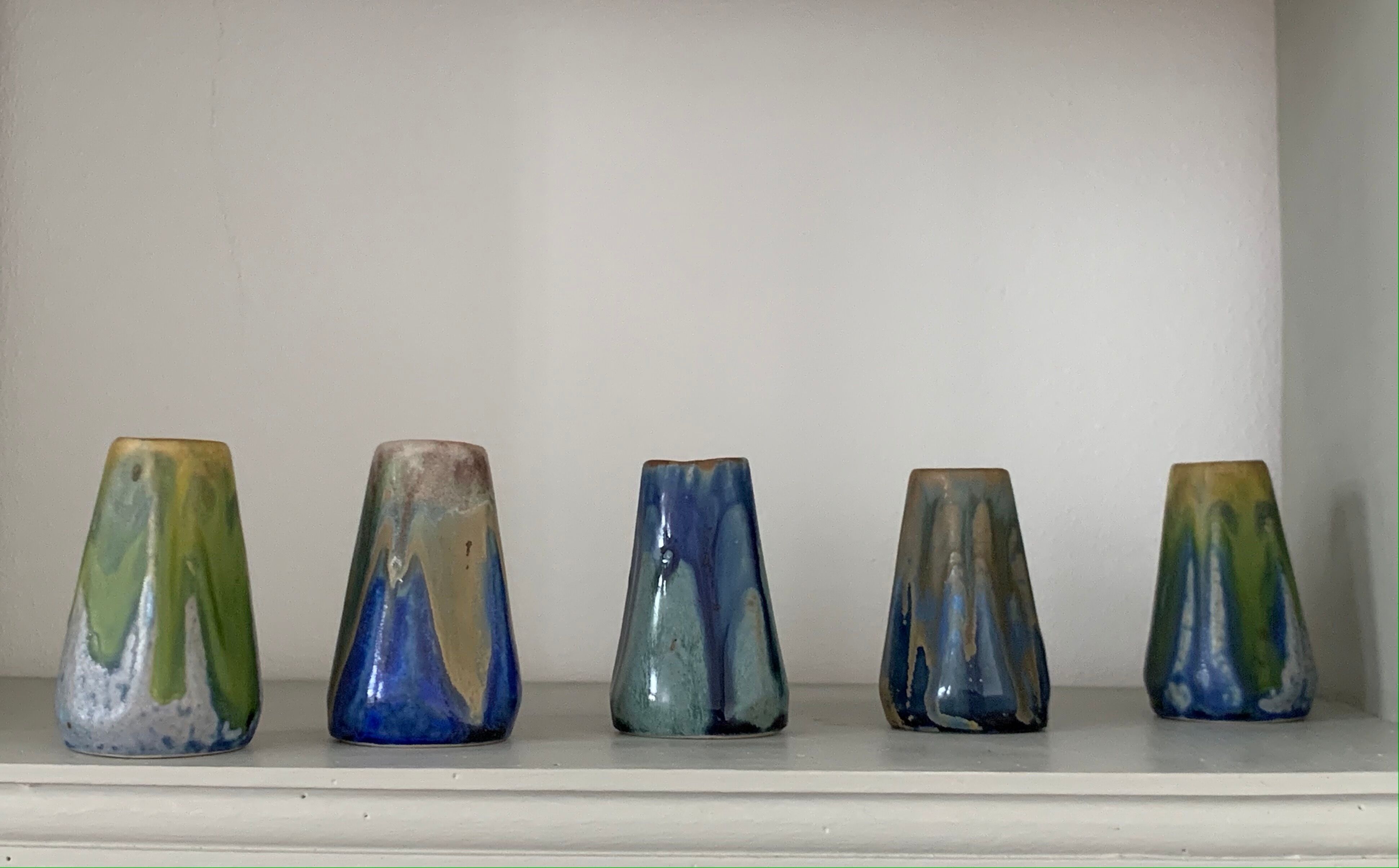 5 glazed ceramic vases 1930