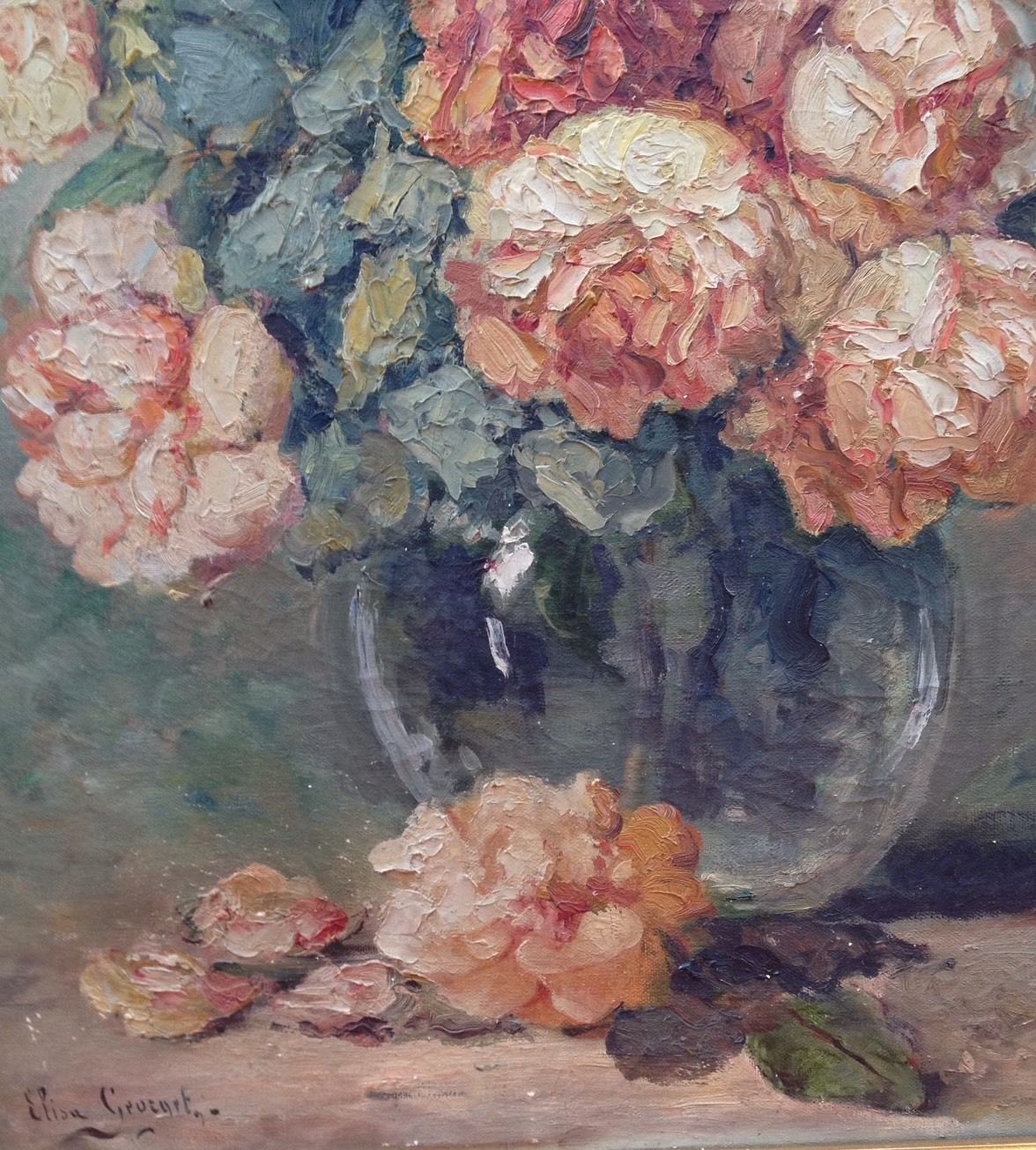 Tableau Elisa Georget 1914 hst bouquet de fleurs XIXéme XXéme