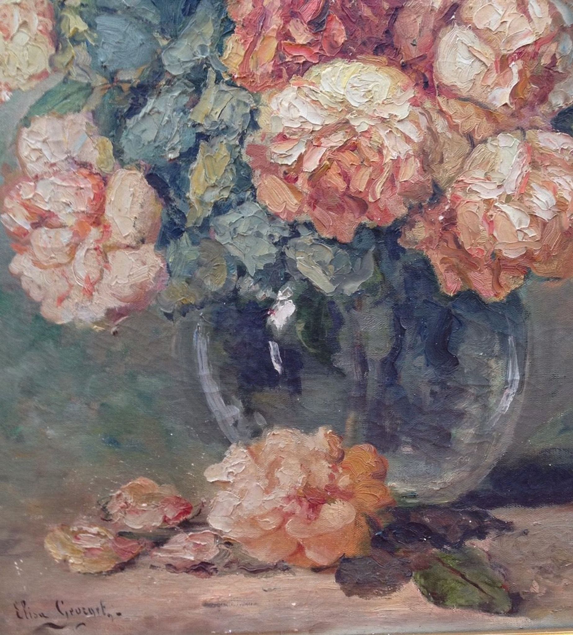 Tableau Elisa Georget 1914 hst bouquet de fleurs XIXéme XXéme