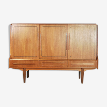 Vintage Danish Teak High Sideboard with Rounded Edges and Cutlery Handles by NIHK , 1950s