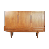 Vintage Danish Teak High Sideboard with Rounded Edges and Cutlery Handles by NIHK , 1950s