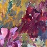 Hst painting of 1970 : "bouquet of muffliers flowers" signed m. l. petit