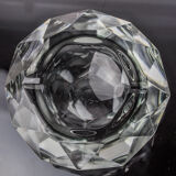 Ashtray Sommerso grey by seguso, faceted glass, murano, italy, 1970