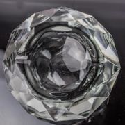 Ashtray Sommerso grey by seguso, faceted glass, murano, italy, 1970