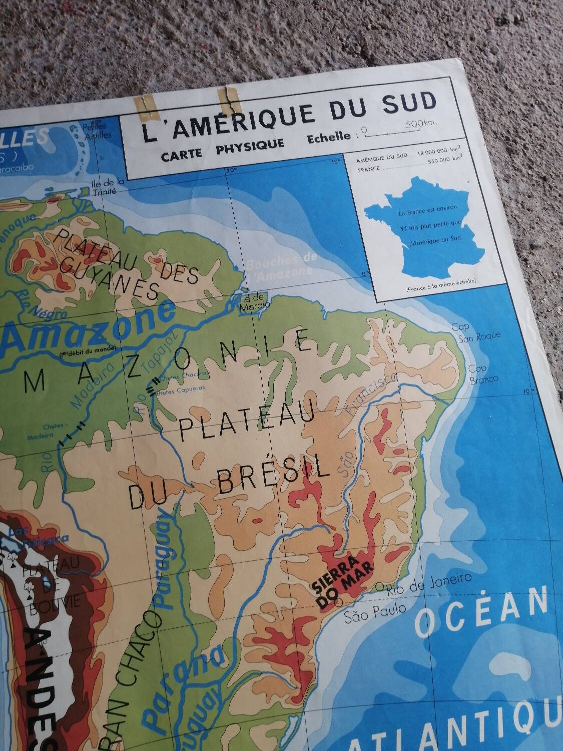 Vintage school map mdi Oceania - South America.