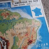 Vintage school map mdi Oceania - South America.