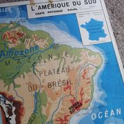 Vintage school map mdi Oceania - South America.