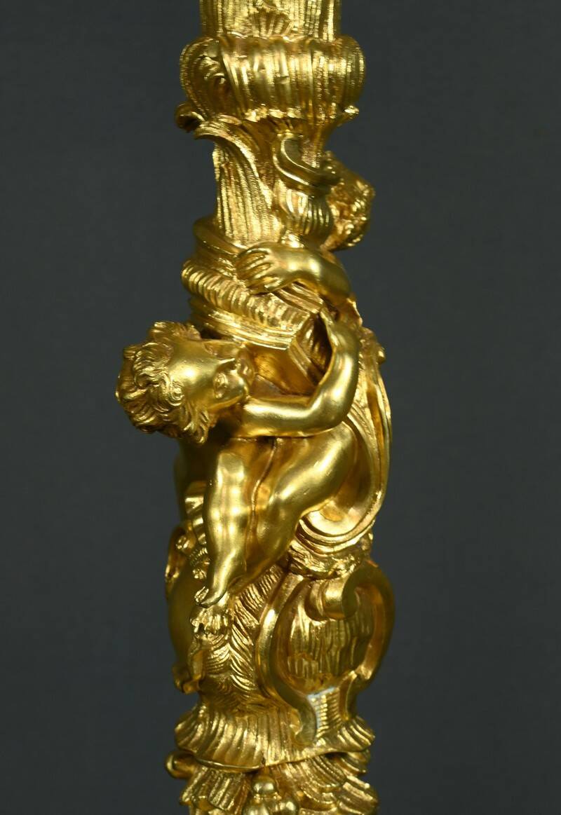 Bronze Candelabra, after J-A. Meissonnier, Rococo style, Napoleonic era