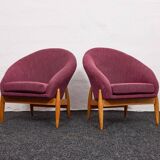 Lounge Chairs in Hand-Stitched Jacquard Upholstery by Sándor Palócz, 1968