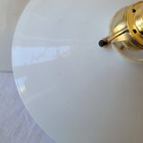 Duo of white opaline pendant lights