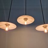 Ensemble de 4 suspensions industrielles en tôle émaillée noire et blanche