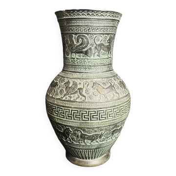 Vase terre cuite patiné style grec ancien XXème
