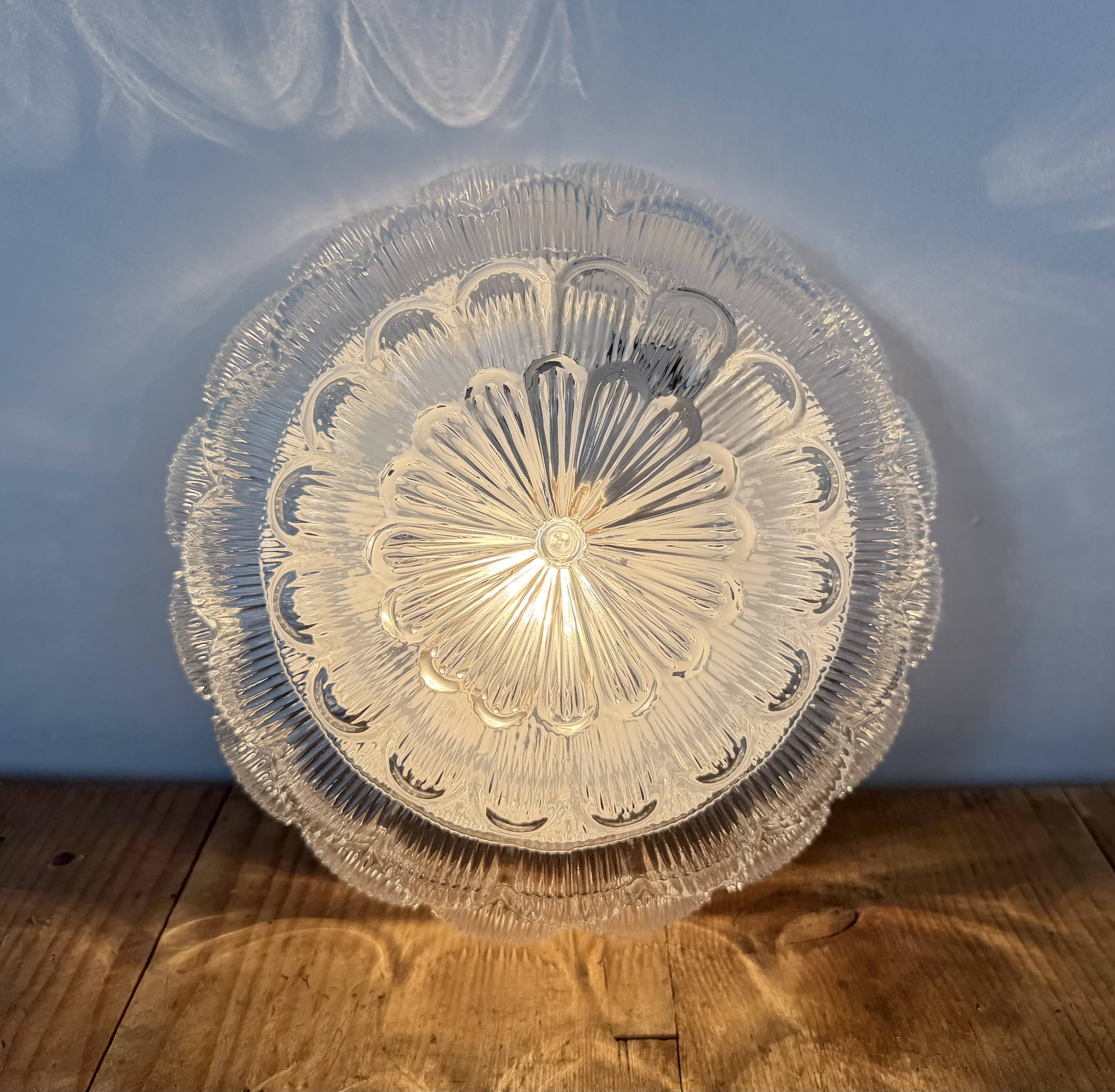 Vintage Glass Wall or Ceiling Light, 1970s