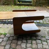 Rolling teak coffee table with foldable top circa 1960