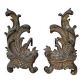 Pair of bronze andirons