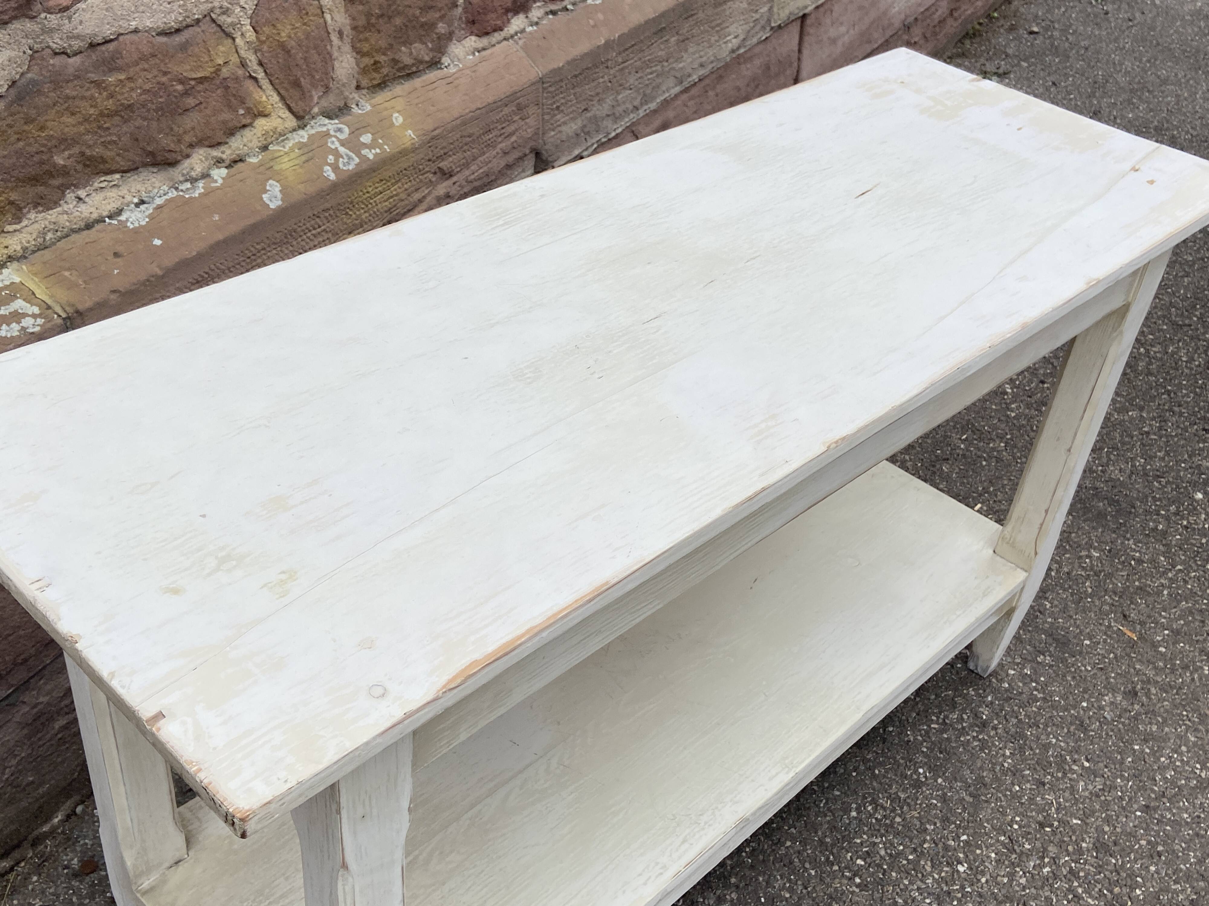 Small industrial look table commercial style drapier in 1900 shabby chic fir