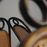 Chairs in curved beech and vienna straw, 1980s, set of 4
