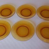 12 assiettes plates Vereco ambre