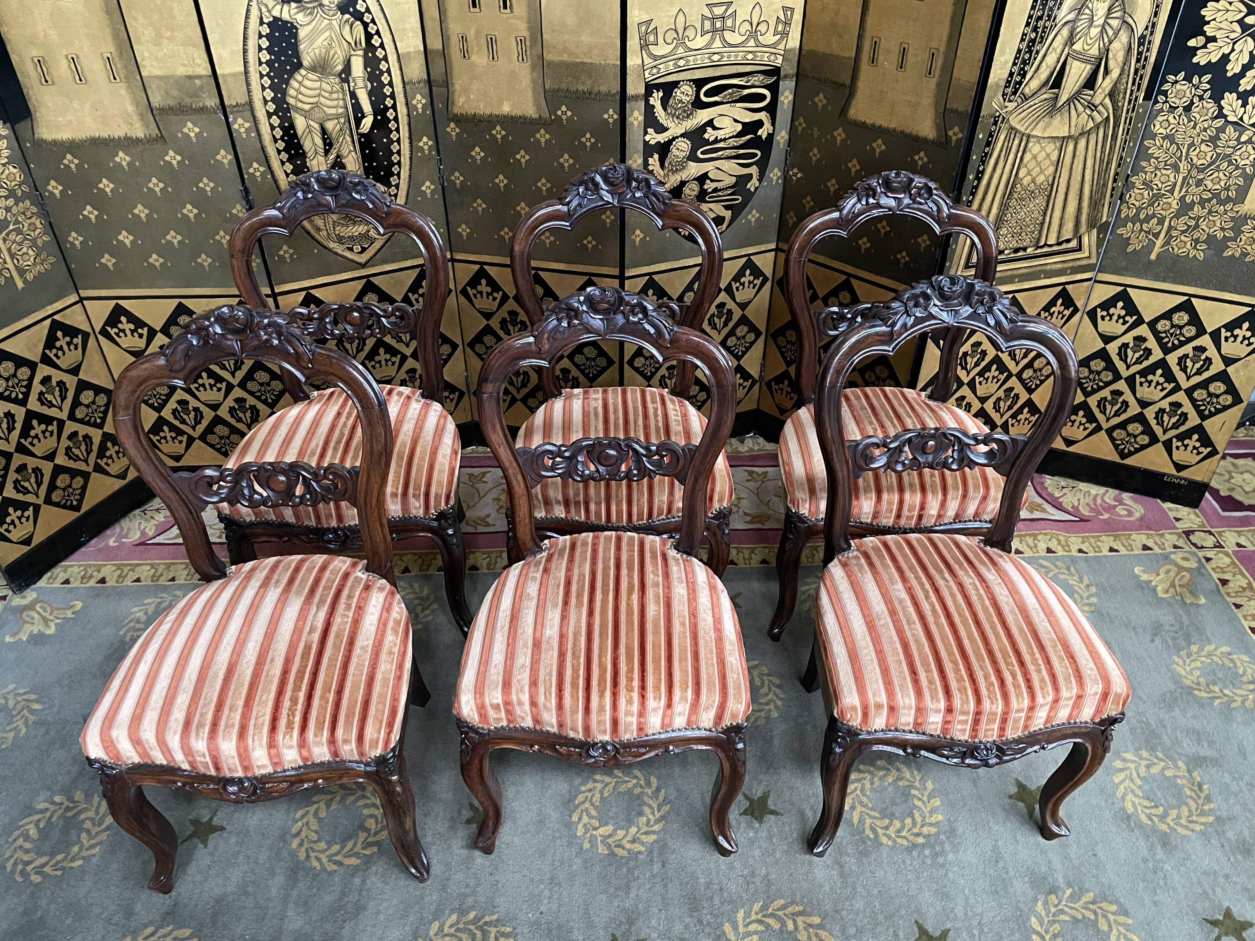 Suite de 6 chaises louis philippe en palissandre