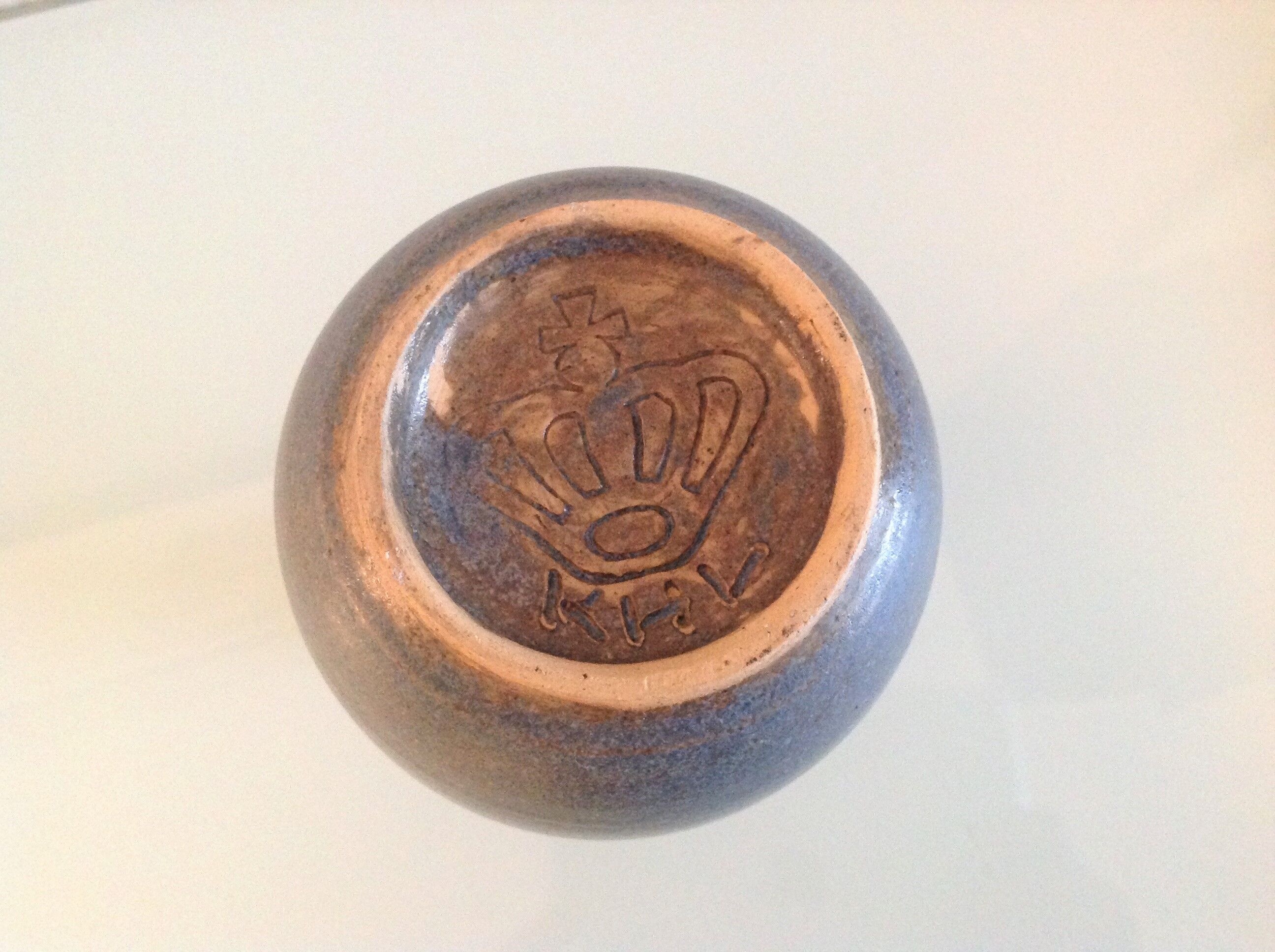 Soliflore vase in gray and blue ceramic by KHL vintage 60-70s