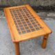 Lattice coffee table in pine and glass, France, 1980