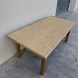 Table basse de ferme rustique en chêne massif Aérogommer - 1m18.5