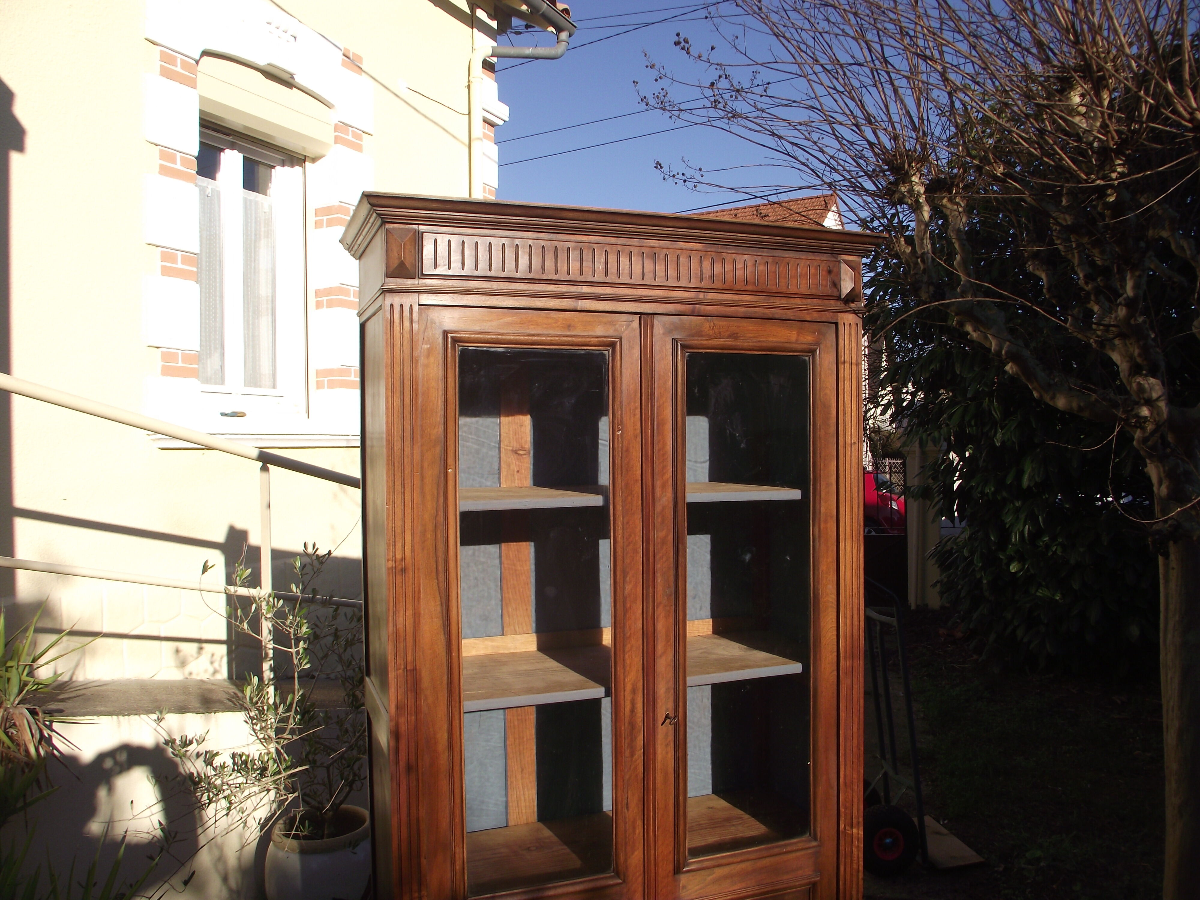 Solid walnut bookcase late 19th early 20th