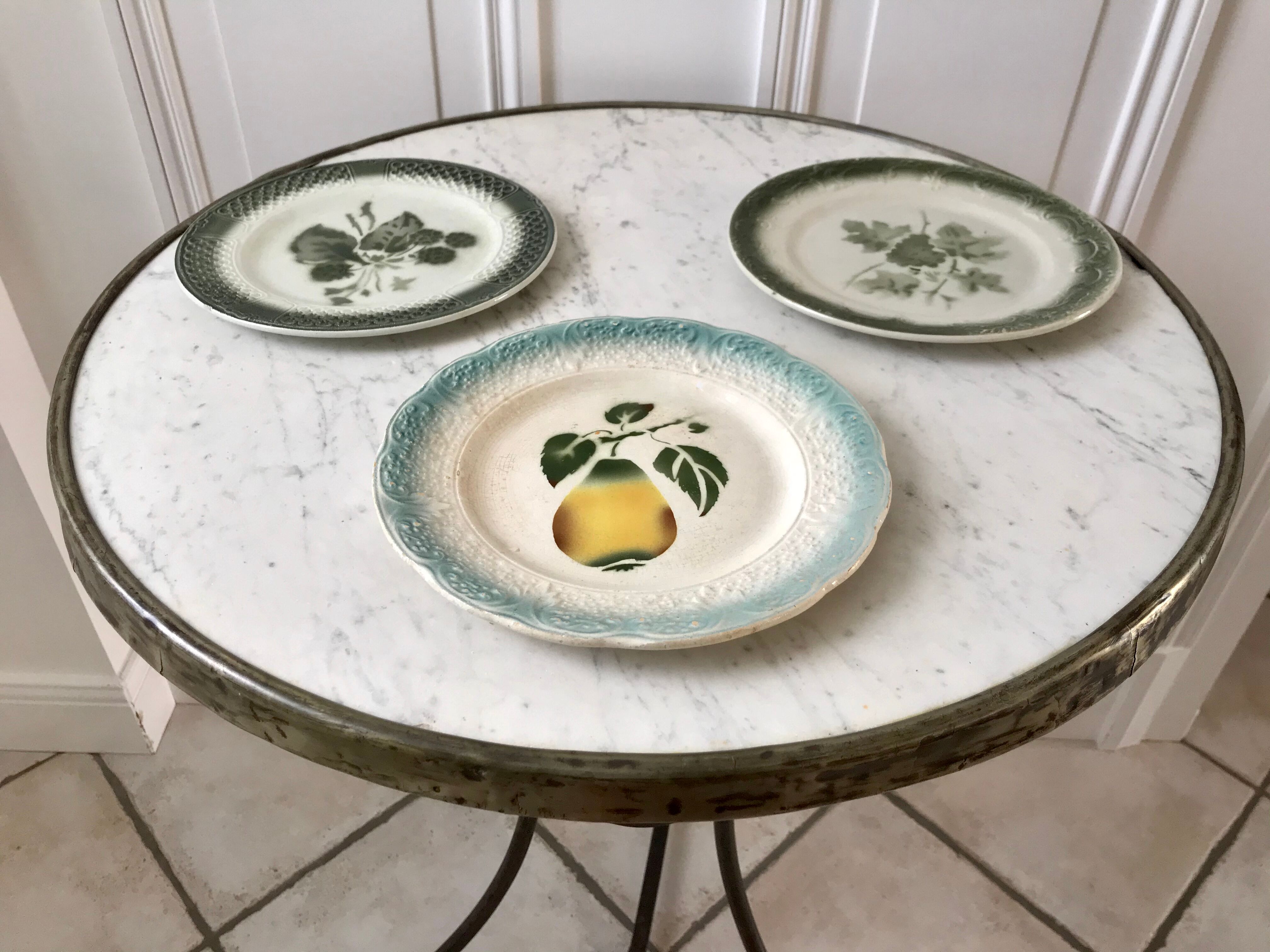 Trio of dessert plates in slurry XIXth