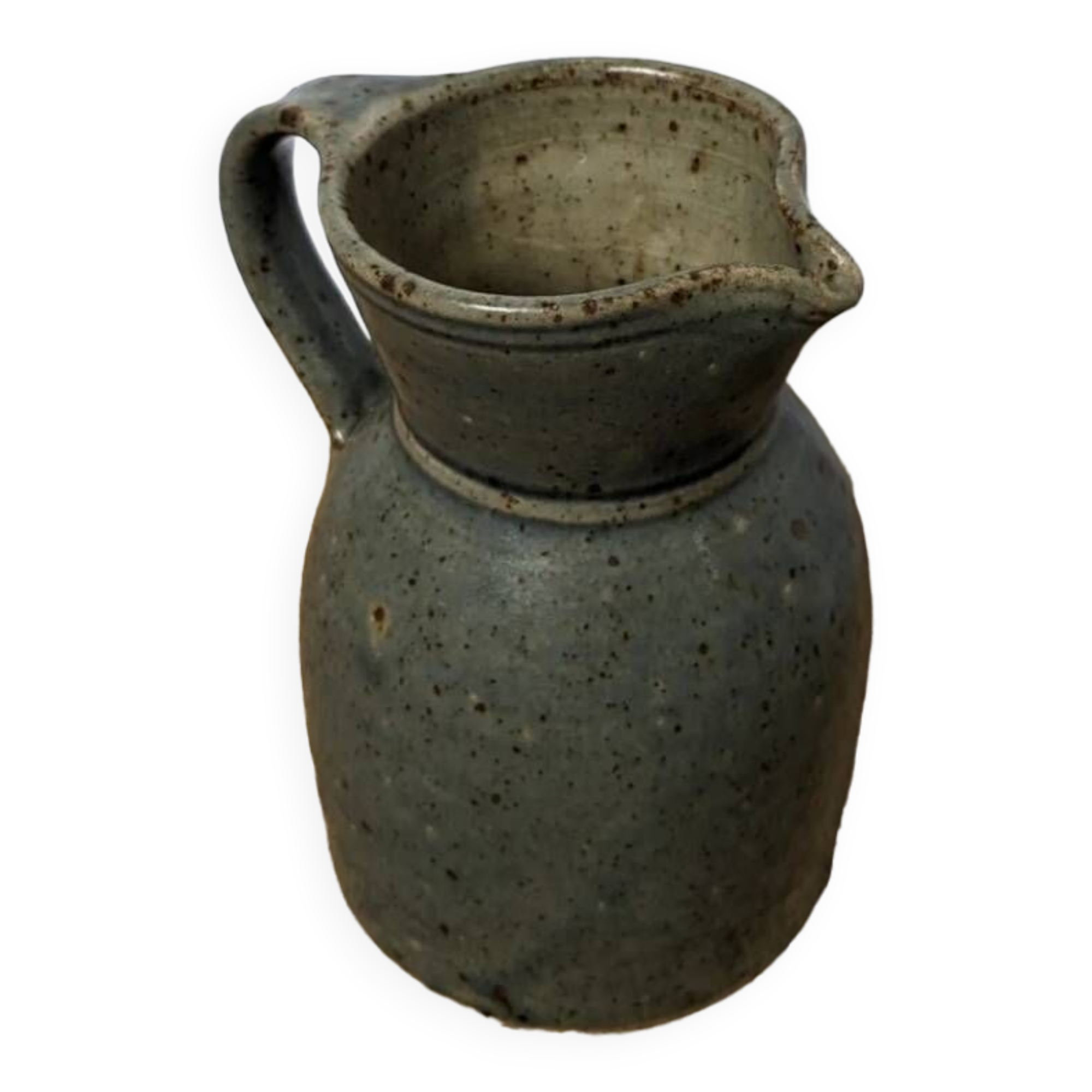 Blue glazed stoneware pitcher