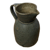 Blue glazed stoneware pitcher
