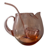 Vintage punch set in pink glass