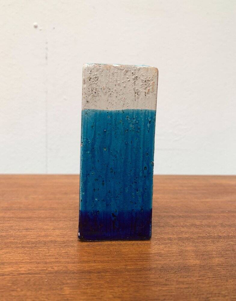 Mid-century Italian blue and white minimalist vase by Bitossi, 1960s.