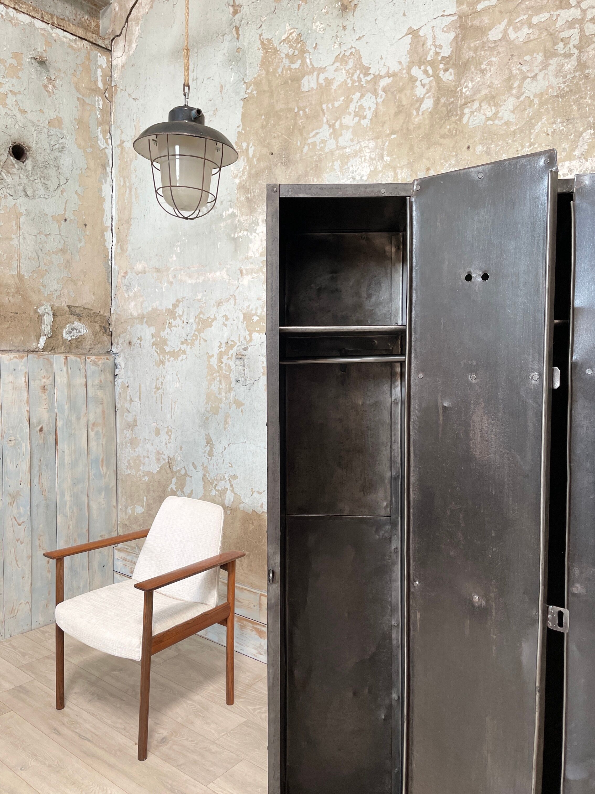 Industrial metal locker room