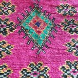 Moroccan Boucherouite fushia rug in recycled cotton 150x275cm