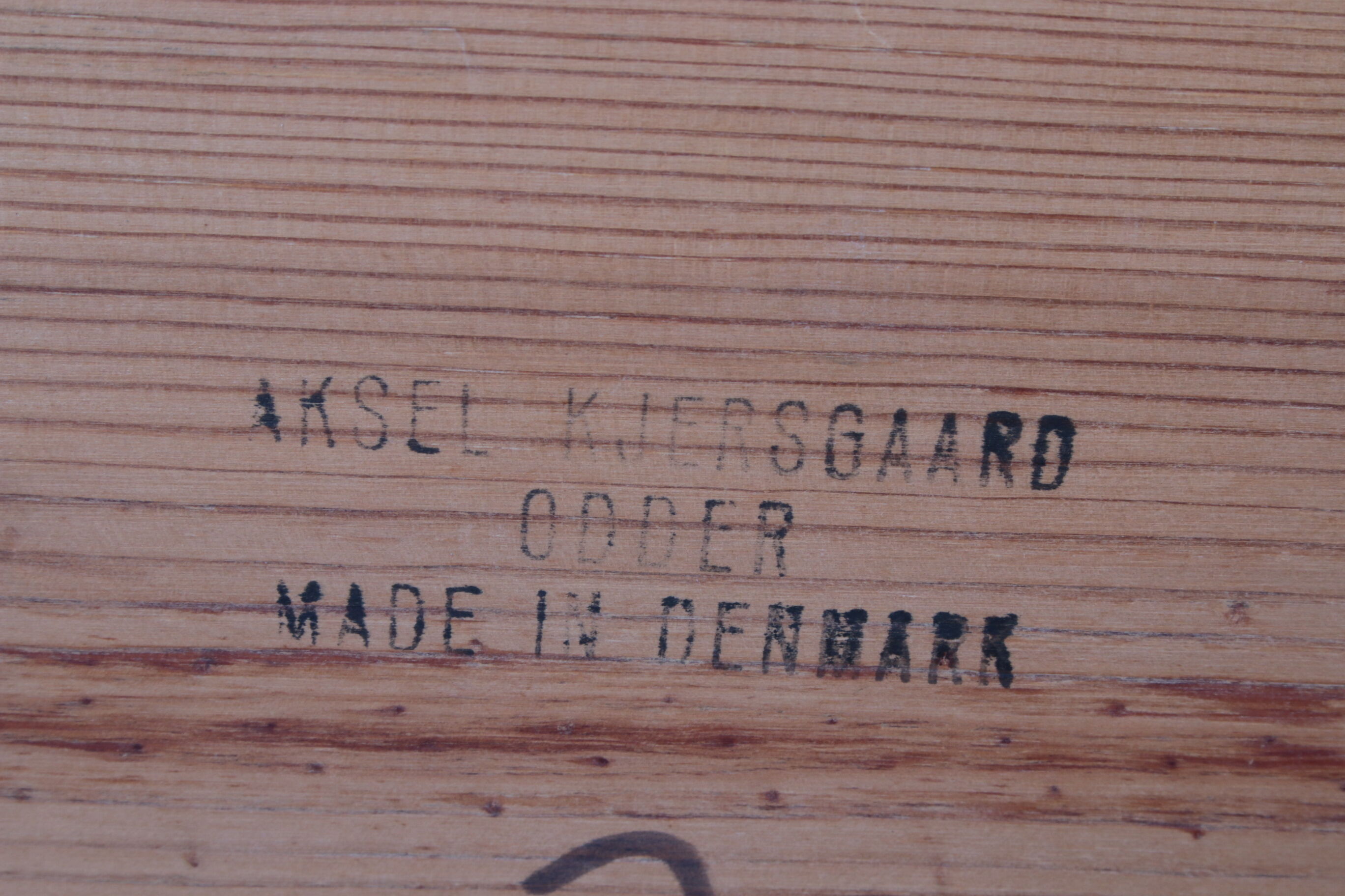Vintage pine wood sidetable and or bench by Aksel Kjersgaard Odder Denmark