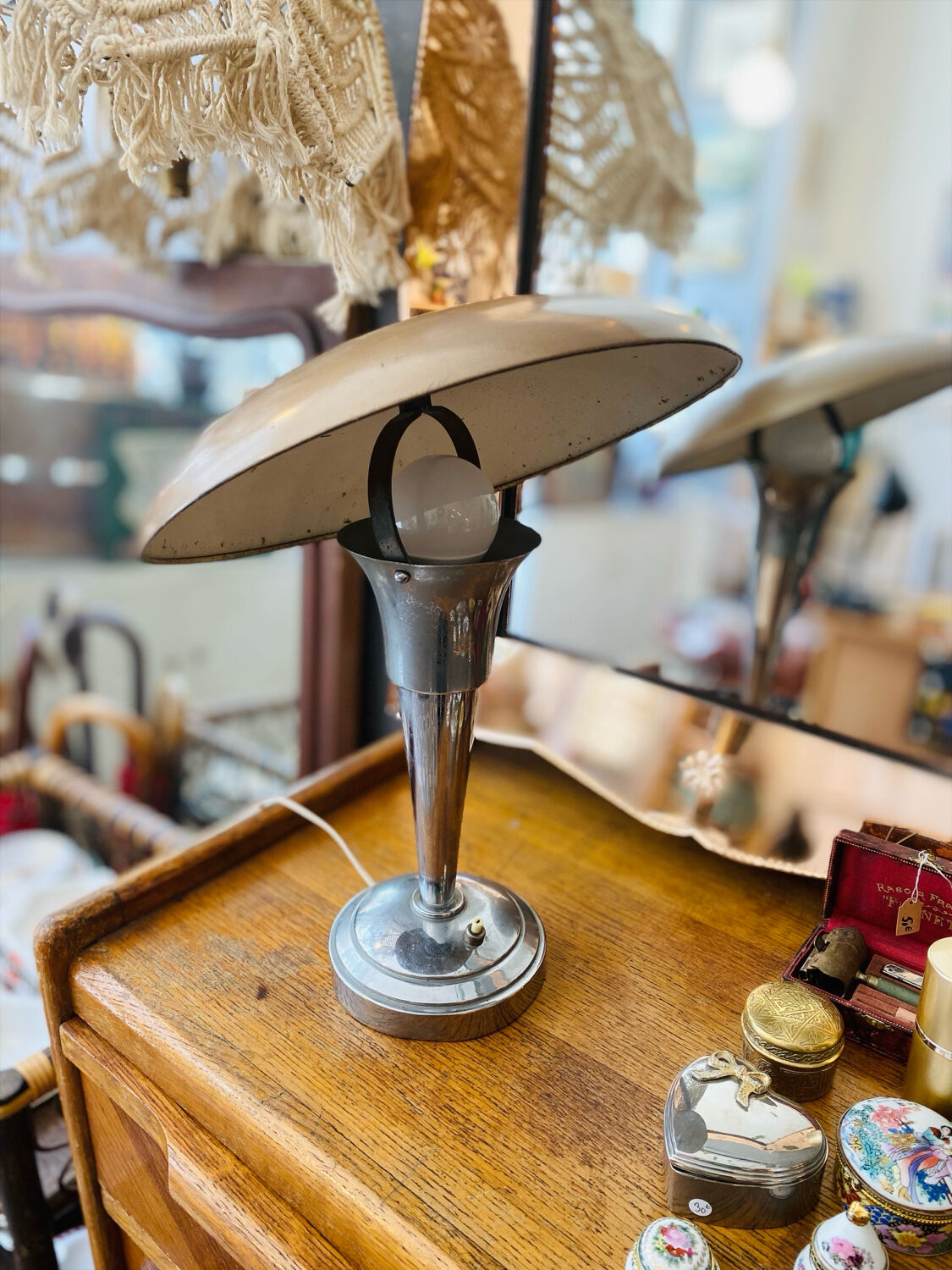 1950s metal mushroom lamp