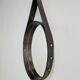 Florentine Oval Leather Mirror in Brass by Jacques Adnet, 1960s